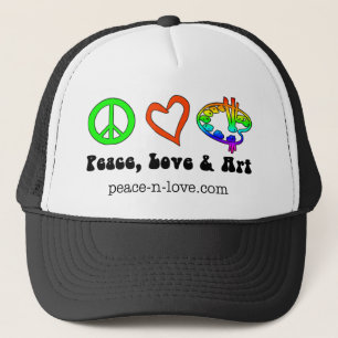 Frieden, Liebe u. Kunst-Zeichen-Hut Truckerkappe