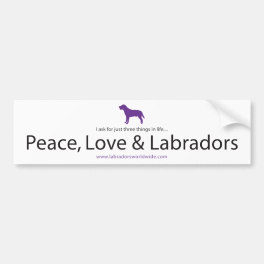Frieden, Liebe u. Labradors Autoaufkleber (Vorne)