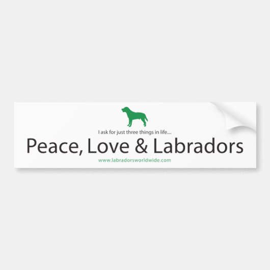 Frieden, Liebe u. Labradors Autoaufkleber (Vorne)