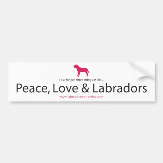 Frieden, Liebe u. Labradors Autoaufkleber (Vorne)