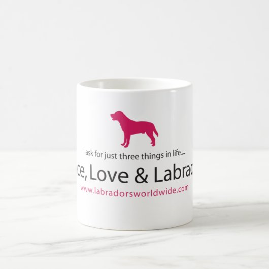 Frieden, Liebe u. Labradors Kaffeetasse (Mittel)