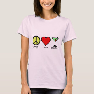 Frieden, Liebe u. Martinis - langen T-Shirt