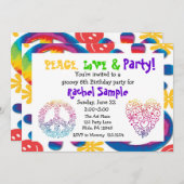 Frieden, Liebe u. Party Einladung (Vorne/Hinten)