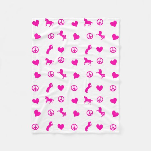 Frieden, Liebe u. rosa Unicorns, auch! Fleecedecke (Vorderseite)