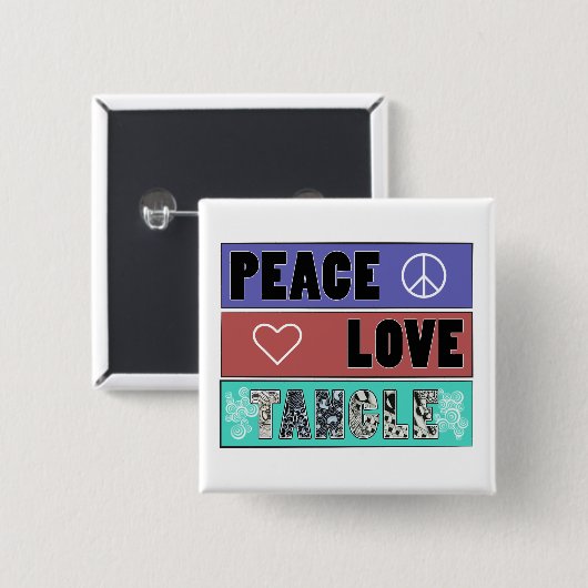 Frieden, Liebe u. Verwicklungs-Knopf Button (Vorne & Hinten)