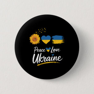 Frieden Liebe Ukraine Sonnenblume Flagge Steh Mit  Button