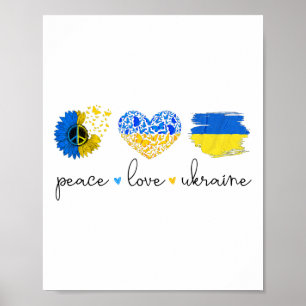 Frieden Liebe Ukraine Ukrainische Flaggenfarben Uk Poster