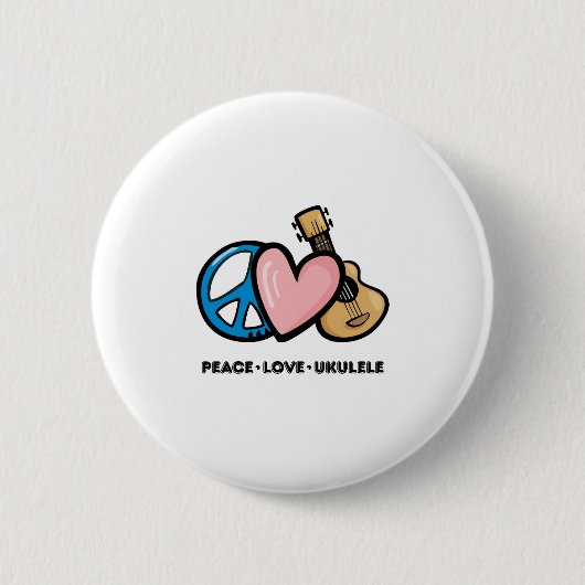 Frieden, Liebe, Ukulele Button (Vorderseite)