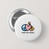Frieden, Liebe, Ukulele Button (Vorne & Hinten)