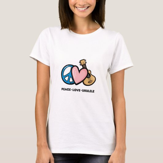 Frieden, Liebe, Ukulele T-Shirt (Vorderseite)