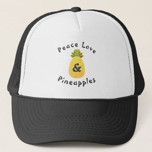 Frieden, Liebe und Ananas Trucker Hat Truckerkappe (Vorderseite)