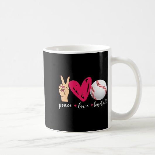 Frieden Liebe Und Baseball Lustiges Baseball-Team Kaffeetasse (Rechts)