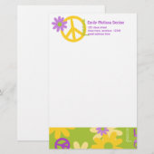 Frieden, Liebe und Blume Briefpapier (Vorne/Hinten)
