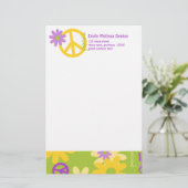 Frieden, Liebe und Blume Briefpapier (Stehend Vorderseite)