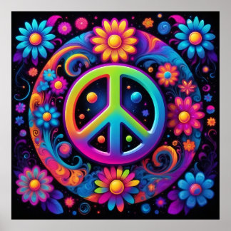 Frieden, Liebe und Blume Poster