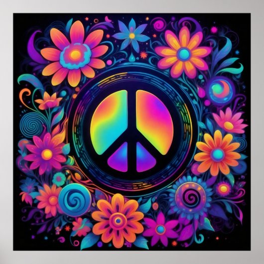 Frieden, Liebe und Blume Poster (Vorne)