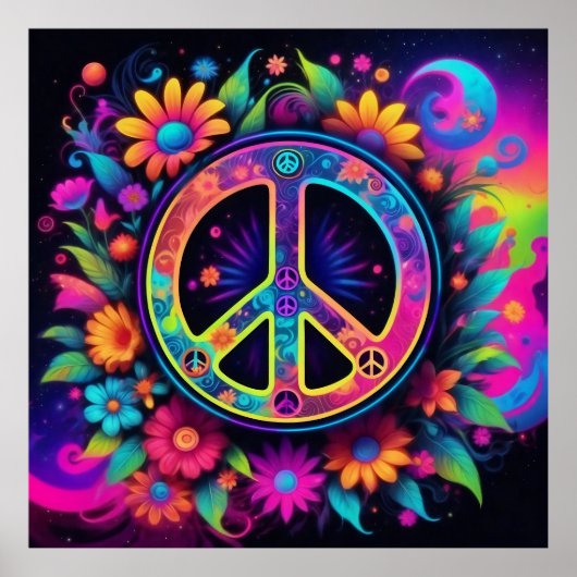 Frieden, Liebe und Blume Poster (Vorne)