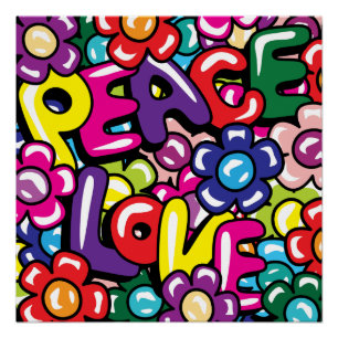 Frieden, Liebe und Blume Poster
