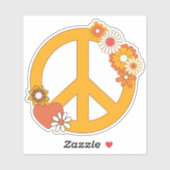 Frieden, Liebe und Blume Wasserdicht Aufkleber (Blatt)