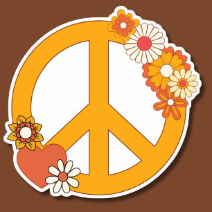 Frieden, Liebe und Blume Wasserdicht Aufkleber