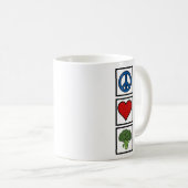 Frieden Liebe und Brokkoli Kaffeetasse (VorderseiteRechts)