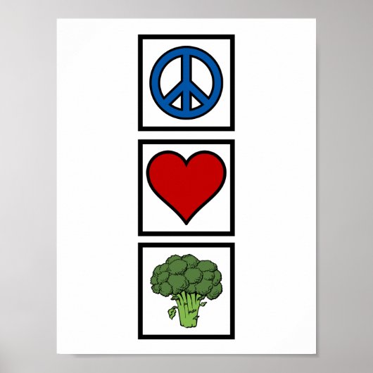 Frieden Liebe und Brokkoli Poster (Vorne)