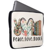 Frieden, Liebe und Bücher Laptopschutzhülle (Vorne Rechts)