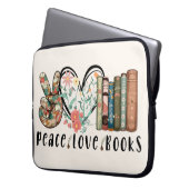 Frieden, Liebe und Bücher Laptopschutzhülle (Vorderseite Links)