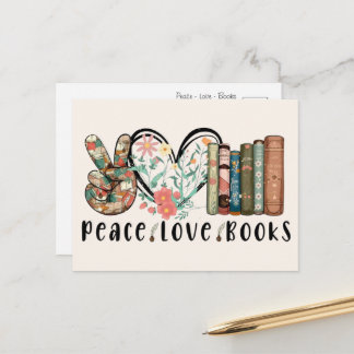 Frieden, Liebe und Bücher Postkarte