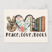 Frieden, Liebe und Bücher Postkarte (Vorderseite)