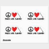 Frieden, Liebe und Clarinet Ovaler Aufkleber (Blatt)