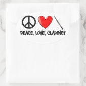 Frieden, Liebe und Clarinet Ovaler Aufkleber (Tasche)
