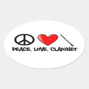 Frieden, Liebe und Clarinet Ovaler Aufkleber