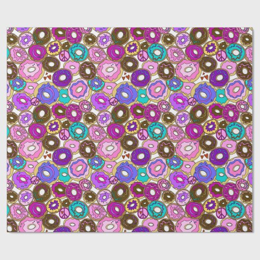 Frieden Liebe und Donuts Geschenkpapier (Flach)