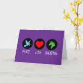 Frieden Liebe und Einhörner Karte (Gelbe Blume)