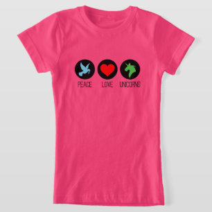 Frieden Liebe und Einhörner T-Shirt