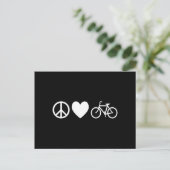 Frieden Liebe und Fahrräder Postkarte (Stehend Vorderseite)