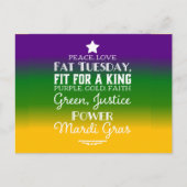 Frieden, Liebe und Fett Dienstag Postkarte (Vorderseite)