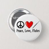 Frieden, Liebe und Flöten Button (Vorne & Hinten)