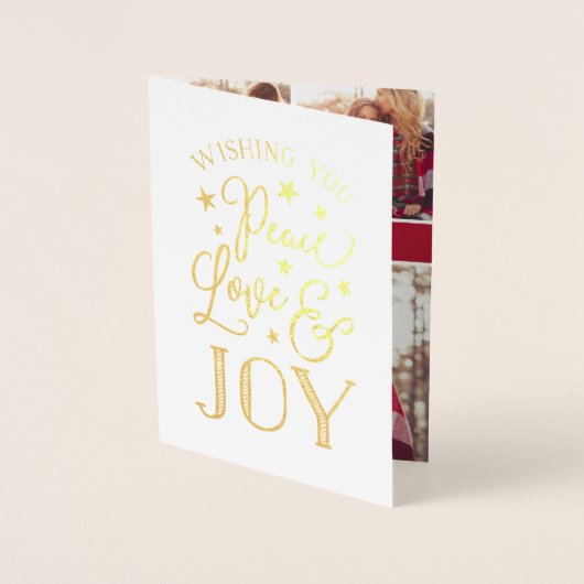 Frieden, Liebe und Freude | Holiday Foto Collage G Folienkarte (Vorderseite)