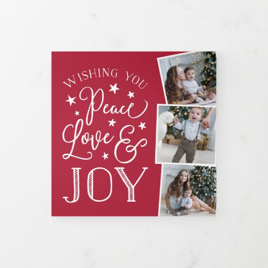 Frieden, Liebe und Freude | Multi-Foto Dreifach Gefaltete Urlaubskarte (Cover)