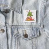 Frieden, Liebe und Freude - Niedlich Retro Weihnac Button (Beispiel)