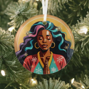 Frieden, Liebe und Freude Weihnachten Schwarze Fra Ornament Aus Glas