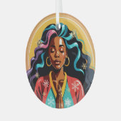 Frieden, Liebe und Freude Weihnachten Schwarze Fra Ornament Aus Glas (Vorderseite links)