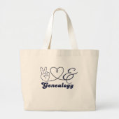 Frieden Liebe und Genealogie Jumbo Stoffbeutel (Vorne)