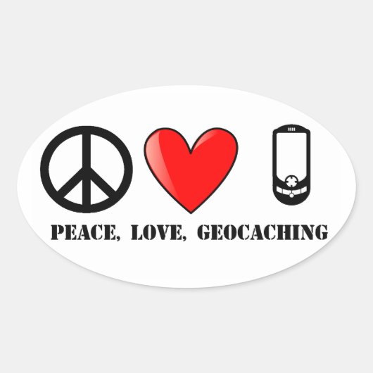 Frieden, Liebe und Geocaching Ovaler Aufkleber (Vorderseite)