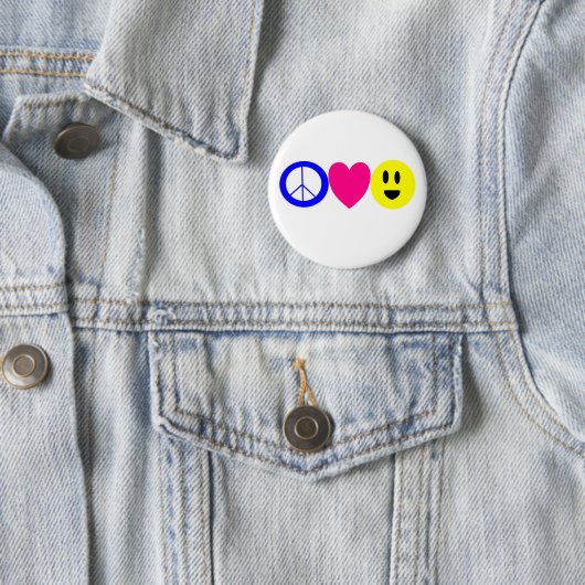 Frieden, Liebe und Glück Button (Beispiel)
