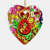 Frieden, Liebe und Glück Keramik Ornament (Rechts)