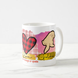 Frieden Liebe und Goldie Golden Retriever Hund Lov Kaffeetasse