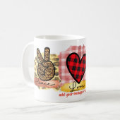 Frieden Liebe und Goldie Golden Retriever Hund Lov Kaffeetasse (Vorderseite Links)